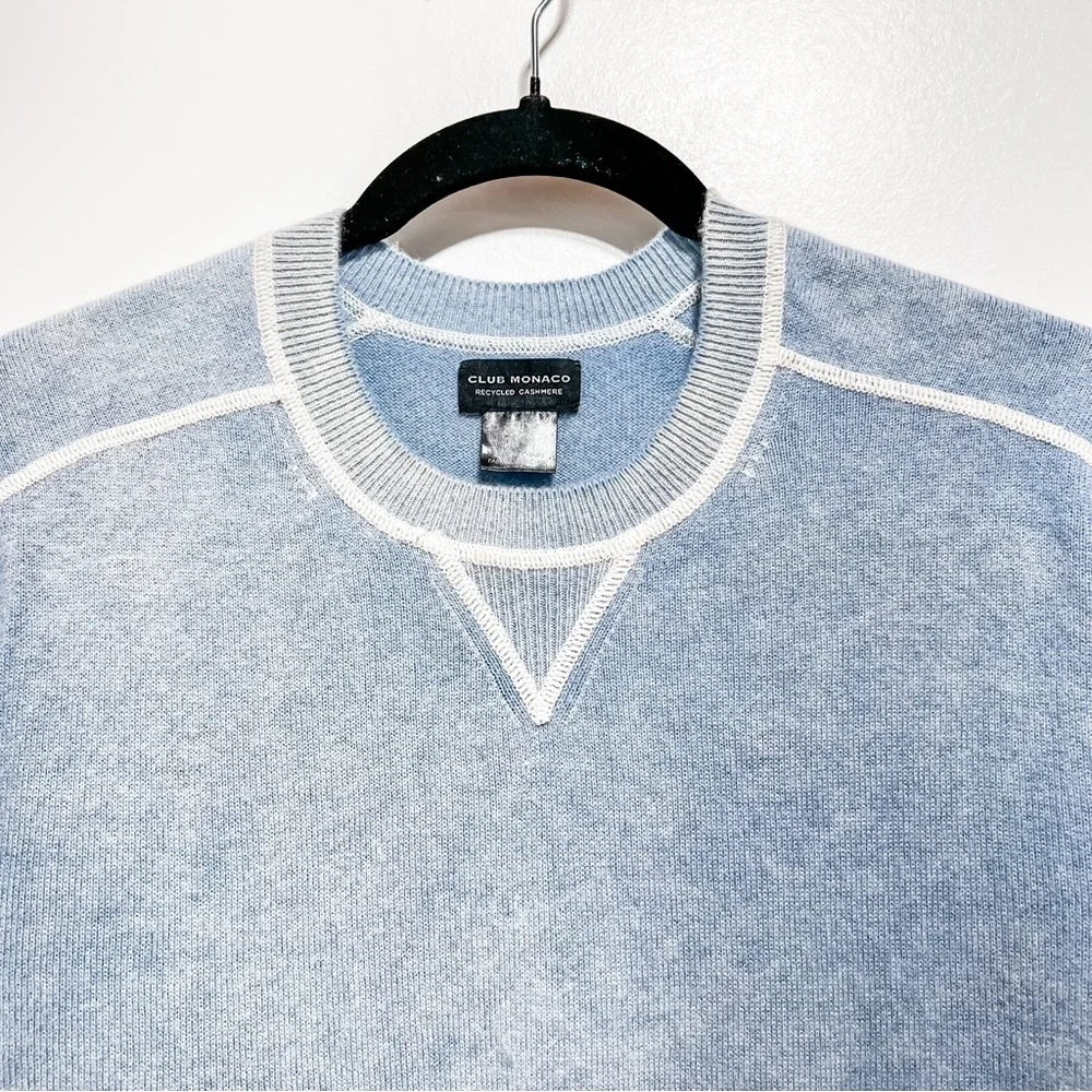 Club Monaco Mens Long Sleeve 100% Cashmere Pullover Sweater Sz S Heathered Blue - Picture 8 of 10